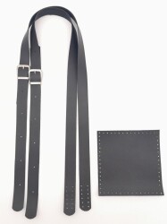 Angel Çanta Aksesuar Suni Deri Cepli Ayarlanabilir Çift Saplı Çanta Seti Siyah Gümüş Metalli - 5