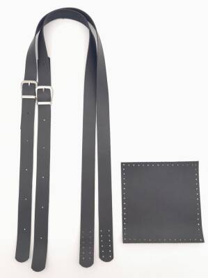 Angel Çanta Aksesuar Suni Deri Cepli Ayarlanabilir Çift Saplı Çanta Seti Siyah Gümüş Metalli - 5