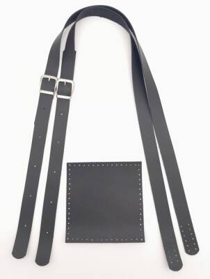 Angel Çanta Aksesuar Suni Deri Cepli Ayarlanabilir Çift Saplı Çanta Seti Siyah Gümüş Metalli - 2