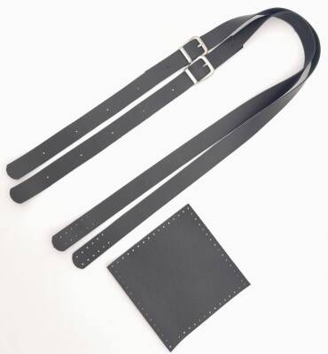 Angel Çanta Aksesuar Suni Deri Cepli Ayarlanabilir Çift Saplı Çanta Seti Siyah Gümüş Metalli - 6