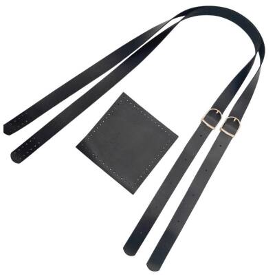 Angel Çanta Aksesuar Suni Deri Cepli Ayarlanabilir Çift Saplı Çanta Seti Siyah Light Gold Metalli - 4