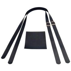 Angel Çanta Aksesuar Suni Deri Cepli Ayarlanabilir Çift Saplı Çanta Seti Siyah Light Gold Metalli - 3