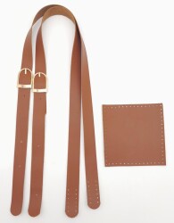 Angel Çanta Aksesuar Suni Deri Cepli Ayarlanabilir Çift Saplı Çanta Seti Taba Light Gold Metalli - 3