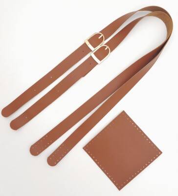 Angel Çanta Aksesuar Suni Deri Cepli Ayarlanabilir Çift Saplı Çanta Seti Taba Light Gold Metalli - 5