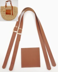 Angel Çanta Aksesuar Suni Deri Cepli Ayarlanabilir Çift Saplı Çanta Seti Taba Light Gold Metalli - Angel Çanta Aksesuar