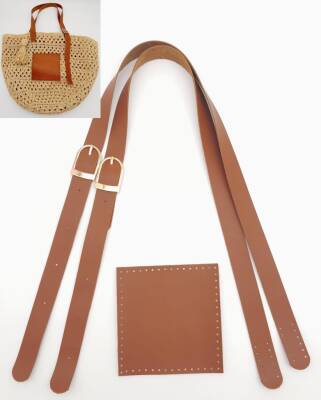 Angel Çanta Aksesuar Suni Deri Cepli Ayarlanabilir Çift Saplı Çanta Seti Taba Light Gold Metalli - 1