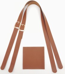 Angel Çanta Aksesuar Suni Deri Cepli Ayarlanabilir Çift Saplı Çanta Seti Taba Light Gold Metalli - 2