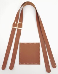 Angel Çanta Aksesuar Suni Deri Cepli Ayarlanabilir Çift Saplı Çanta Seti Taba Light Gold Metalli - 6