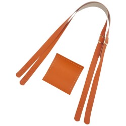 Angel Çanta Aksesuar Suni Deri Cepli Ayarlanabilir Çift Saplı Çanta Seti Turuncu Light Gold Metalli - 4
