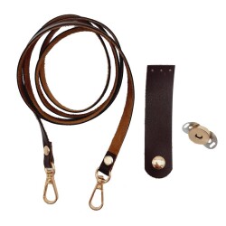 Angel Çanta Aksesuar Suni Deri Kahverengi Cep Telefonu Seti Light Gold Metalli - Angel Çanta Aksesuar