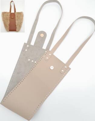 Angel Çanta Aksesuar Suni Deri Kova Model Bej Renk Çanta Deri Seti Light Gold Metal - 1