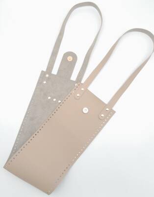 Angel Çanta Aksesuar Suni Deri Kova Model Bej Renk Çanta Deri Seti Light Gold Metal - 2