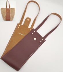 Angel Çanta Aksesuar Suni Deri Kova Model Bordo Renk Çanta Deri Seti Light Gold Metal - Angel Çanta Aksesuar