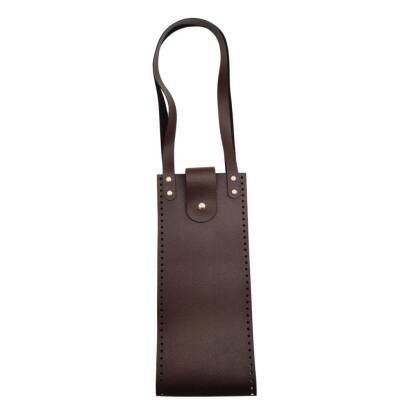 Angel Çanta Aksesuar Suni Deri Kova Model Koyu Kahverengi Çanta Deri Seti Light Gold Metal - 3