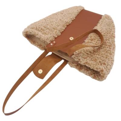 Angel Çanta Aksesuar Suni Deri Kova Model Koyu Kahverengi Çanta Deri Seti Light Gold Metal - 6