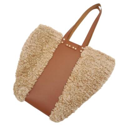 Angel Çanta Aksesuar Suni Deri Kova Model Koyu Kahverengi Çanta Deri Seti Light Gold Metal - 7