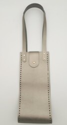 Angel Çanta Aksesuar Suni Deri Kova Model Parlak Gri Renk Çanta Deri Seti Light Gold Metal - 3