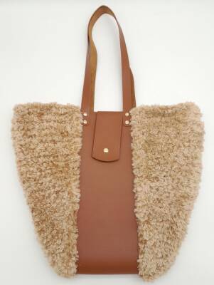 Angel Çanta Aksesuar Suni Deri Kova Model Pudra Renk Çanta Deri Seti Light Gold Metal - 6