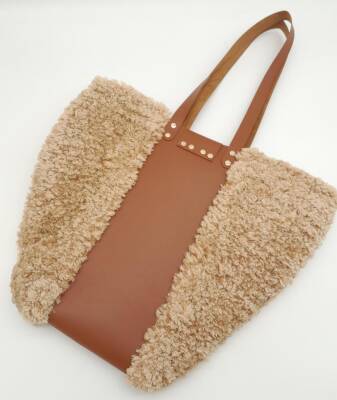 Angel Çanta Aksesuar Suni Deri Kova Model Pudra Renk Çanta Deri Seti Light Gold Metal - 7