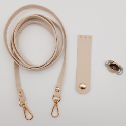 Angel Çanta Aksesuar Suni Deri Krem Cep Telefonu Seti Light Gold Metalli - Angel Çanta Aksesuar