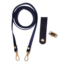 Angel Çanta Aksesuar Suni Deri Lacivert Cep Telefonu Seti Light Gold Metalli - Angel Çanta Aksesuar