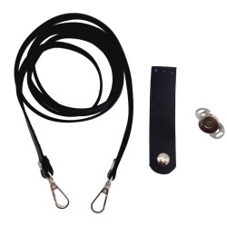 Angel Çanta Aksesuar Suni Deri Siyah Cep Telefonu Seti Gümüş Metalli - Angel Çanta Aksesuar