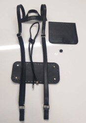 Angel Çanta Aksesuar Suni Deri Siyah Renk Gümüş Metal Sırt Çanta Seti - Angel Çanta Aksesuar