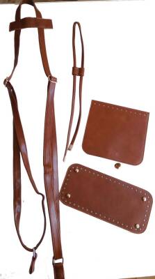 Angel Çanta Aksesuar Suni Deri Taba Renk Gümüş Metalli Sırt Çantası Seti - 1