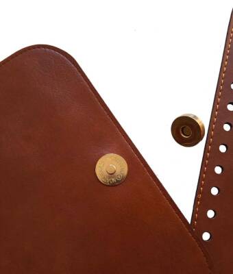 Angel Çanta Aksesuar Suni Deri Taba Renk Gümüş Metalli Sırt Çantası Seti - 3