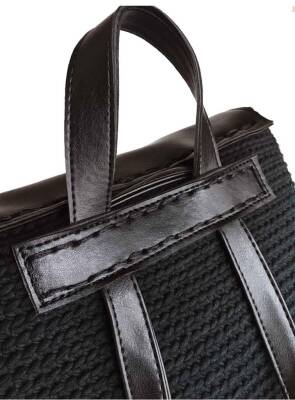 Angel Çanta Aksesuar Suni Deri Taba Renk Gümüş Metalli Sırt Çantası Seti - 5