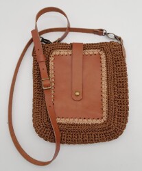 Angel Çanta Aksesuar Taba Gerçek Deri 130x1.5 cm Ayarlı Saplı Mini Bag Çanta Seti Antik Metalli - 7