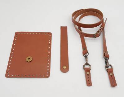 Angel Çanta Aksesuar Taba Gerçek Deri 130x1.5 cm Ayarlı Saplı Mini Bag Çanta Seti Antik Metalli - 6