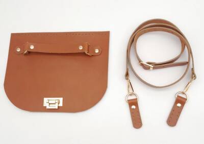 Angel Çanta Aksesuar Taba Gerçek Deri 130x2 cm Ayarlı Saplı Çanta Çanta Seti Light Gold Metalli - 1