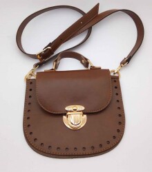 Angel Çanta Aksesuar Taba Renk İstiridye Çanta Seti Light Gold Metal - Angel Çanta Aksesuar