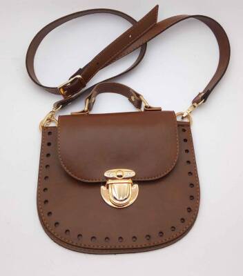 Angel Çanta Aksesuar Taba Renk İstiridye Çanta Seti Light Gold Metal - 1