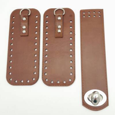 Angel Çanta Aksesuar Taba Renk Yan Parça Ve Kapak Seti Gümüş Metalli - 1