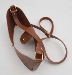 Angel Çanta Aksesuar Taba Suni Deri 120x2 cm Çanta Saplı Deri Seti Light Gold Metalli - 2