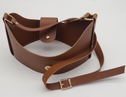 Angel Çanta Aksesuar Taba Suni Deri 120x2 cm Çanta Saplı Deri Seti Light Gold Metalli - 4