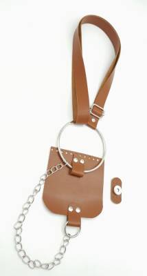 Angel Çanta Aksesuar Taba Suni Deri Halkalı Model Kapaklı Set Gümüş Metalli - 3