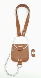 Angel Çanta Aksesuar Taba Suni Deri Halkalı Model Kapaklı Set Gümüş Metalli - 2