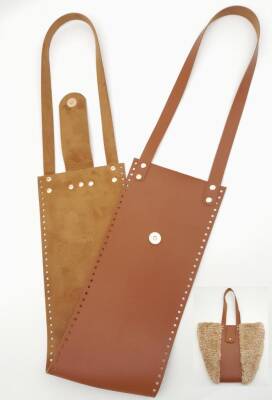 Angel Çanta Aksesuar Suni Deri Kova Model Taba Renk Çanta Deri Seti Light Gold Metal - 1