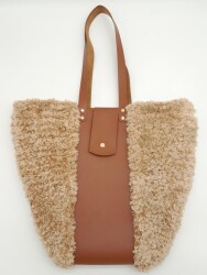 Angel Çanta Aksesuar Suni Deri Kova Model Taba Renk Çanta Deri Seti Light Gold Metal - 5
