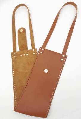 Angel Çanta Aksesuar Suni Deri Kova Model Taba Renk Çanta Deri Seti Light Gold Metal - 4