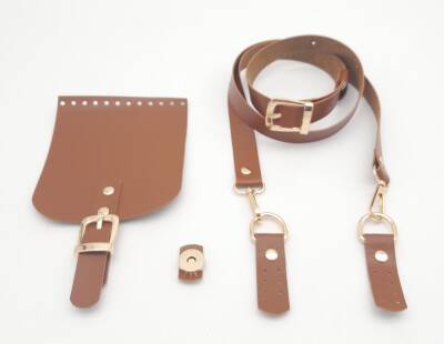 Angel Çanta Aksesuar Taba Tek Kat Suni Deri 130x2 cm Ayarlı Saplı Çanta Seti Light Gold Metalli - 2