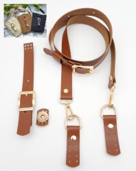 Angel Çanta Aksesuar Taba Tek Kat Suni Deri Çanta Seti Light Gold Metalli - Angel Çanta Aksesuar