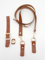 Angel Çanta Aksesuar Taba Tek Kat Suni Deri Çanta Seti Light Gold Metalli - 2