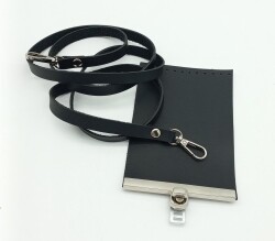 Angel Çanta Aksesuar Tek Kat Suni Deri Siyah Renk Çanta Seti Gümüş Metalli - Angel Çanta Aksesuar