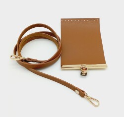 Angel Çanta Aksesuar Tek Kat Suni Deri Taba Renk Çanta Seti Light Gold Metalli - Angel Çanta Aksesuar