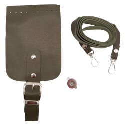 Angel Çanta Aksesuar Tokalı Kapak Aparatlı Suni Deri Çanta Seti Haki Renk - Angel Çanta Aksesuar