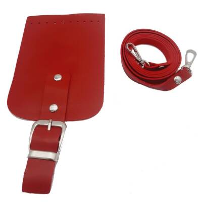 Angel Çanta Aksesuar Tokalı Kapak Aparatlı Suni Deri Çanta Seti Kırmızı - 2